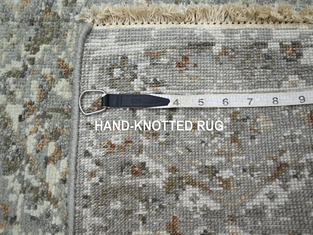 1'11" x 2'10" New Hand Knotted Grey Wool Rectangle Oriental Rug - MOA10275761