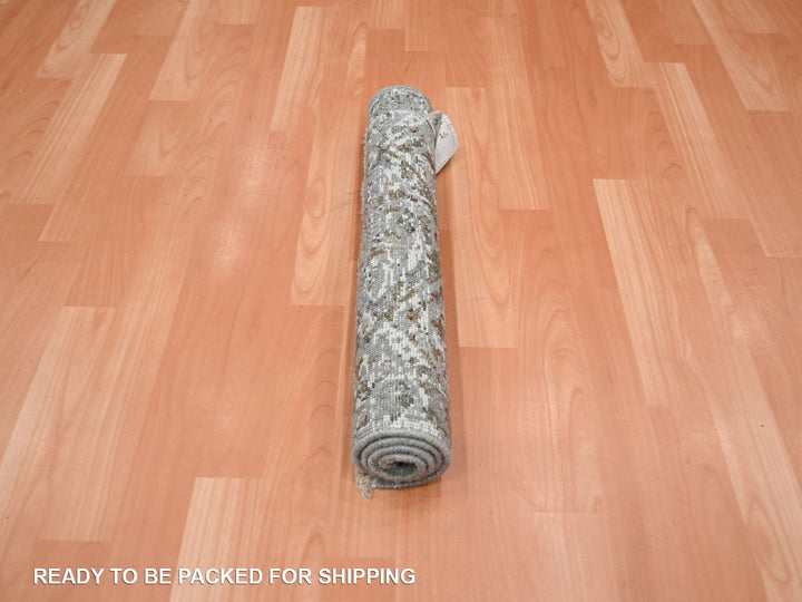 1'11" x 2'10" New Hand Knotted Grey Wool Rectangle Oriental Rug - MOA10275761