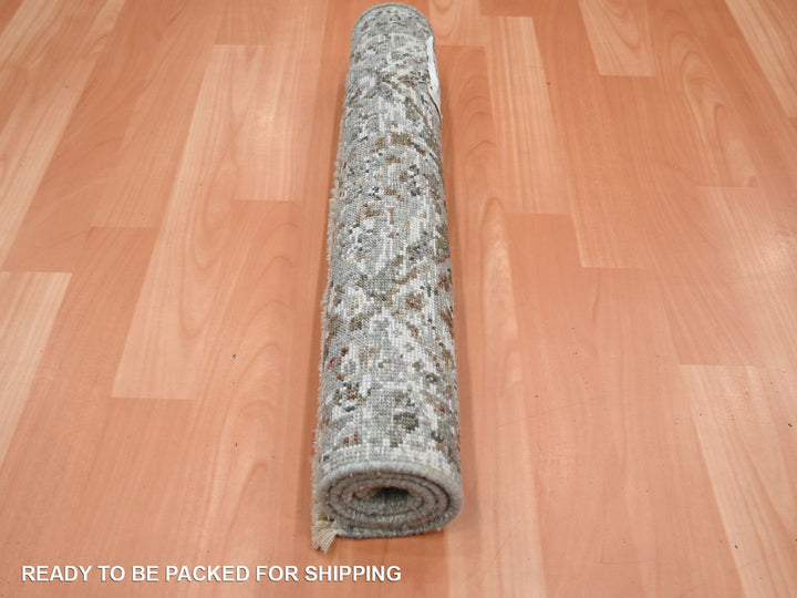 1'11" x 2'11" New Hand Knotted Grey Wool Rectangle Oriental Rug - MOA10275762