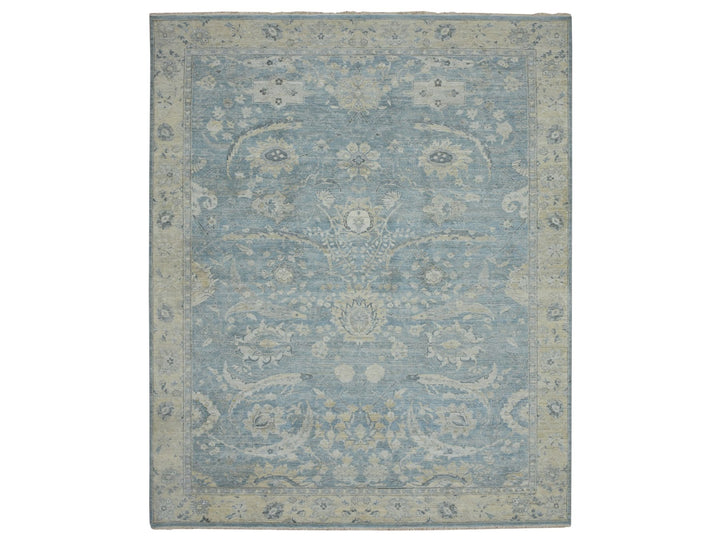 11'9" x 14'10" New Hand Knotted Blue Wool Rectangle Oriental Rug - MOA10275765