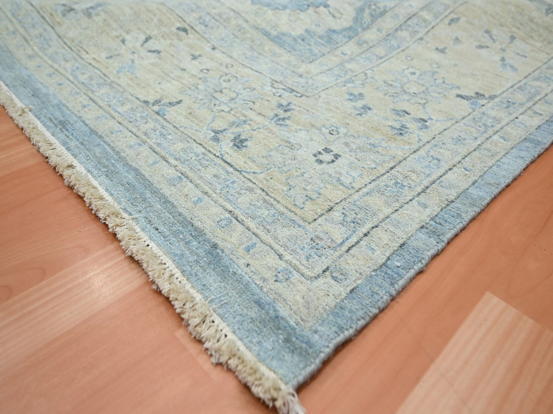 11'9" x 14'10" New Hand Knotted Blue Wool Rectangle Oriental Rug - MOA10275765