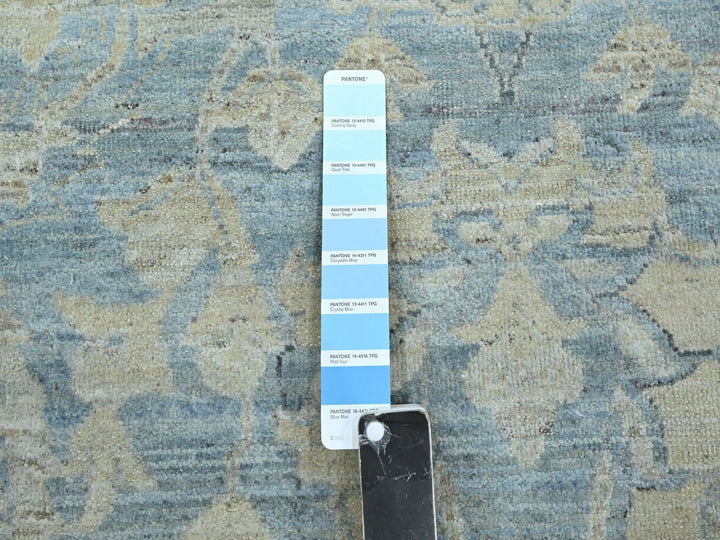 11'9" x 14'10" New Hand Knotted Blue Wool Rectangle Oriental Rug - MOA10275765