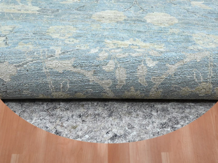 11'11" x 11'10" New Hand Knotted Blue Wool Round Oriental Rug - MOA10275766