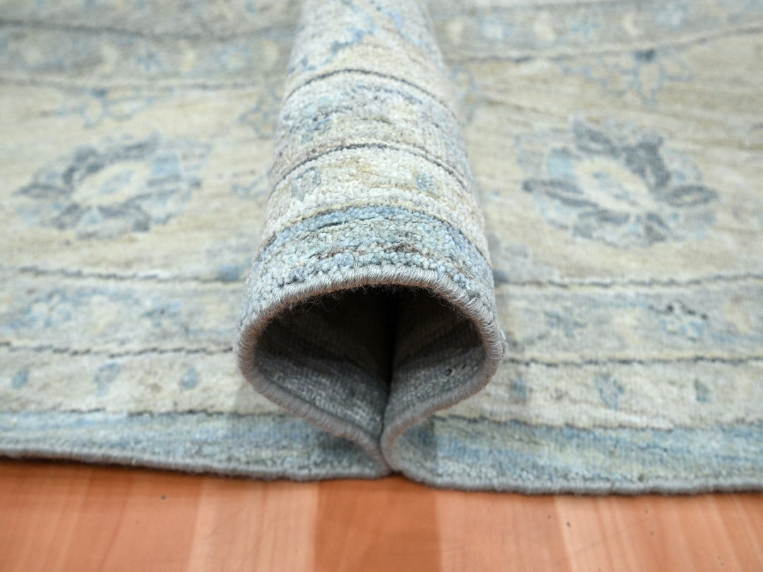 11'11" x 11'10" New Hand Knotted Blue Wool Round Oriental Rug - MOA10275766