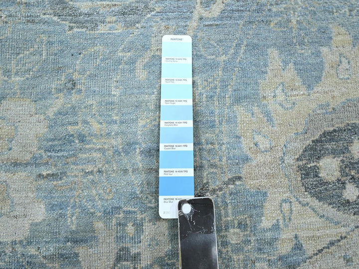 11'11" x 11'10" New Hand Knotted Blue Wool Round Oriental Rug - MOA10275766