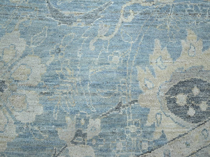 11'11" x 11'10" New Hand Knotted Blue Wool Round Oriental Rug - MOA10275766