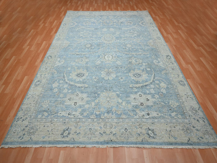8'9" x 11'11" New Hand Knotted Blue Wool Rectangle Oriental Rug - MOA10275767