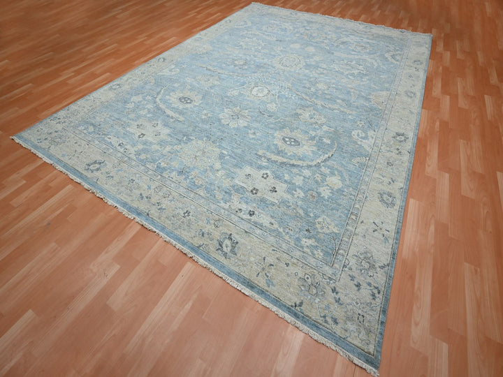 8'9" x 11'11" New Hand Knotted Blue Wool Rectangle Oriental Rug - MOA10275767