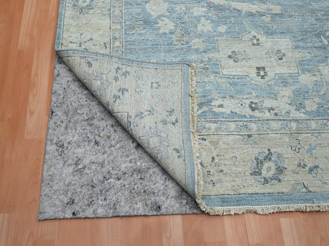 8'9" x 11'11" New Hand Knotted Blue Wool Rectangle Oriental Rug - MOA10275767