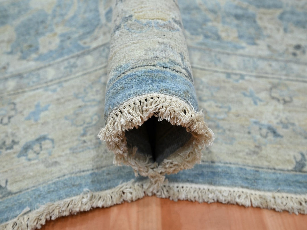 8'9" x 11'11" New Hand Knotted Blue Wool Rectangle Oriental Rug - MOA10275767