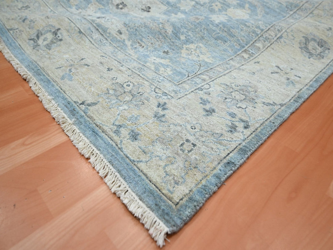 8'9" x 11'11" New Hand Knotted Blue Wool Rectangle Oriental Rug - MOA10275767