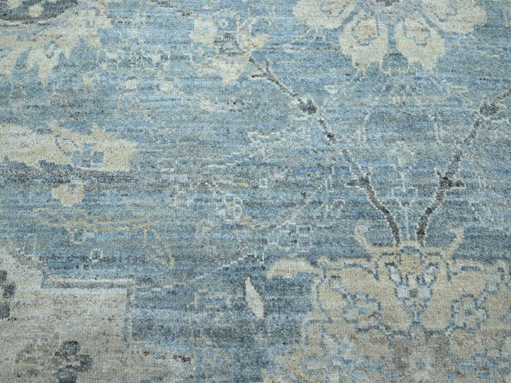 8'9" x 11'11" New Hand Knotted Blue Wool Rectangle Oriental Rug - MOA10275767