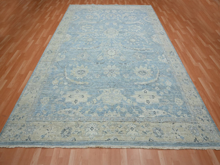 8'10" x 11'10" New Hand Knotted Blue Wool Rectangle Oriental Rug - MOA10275768