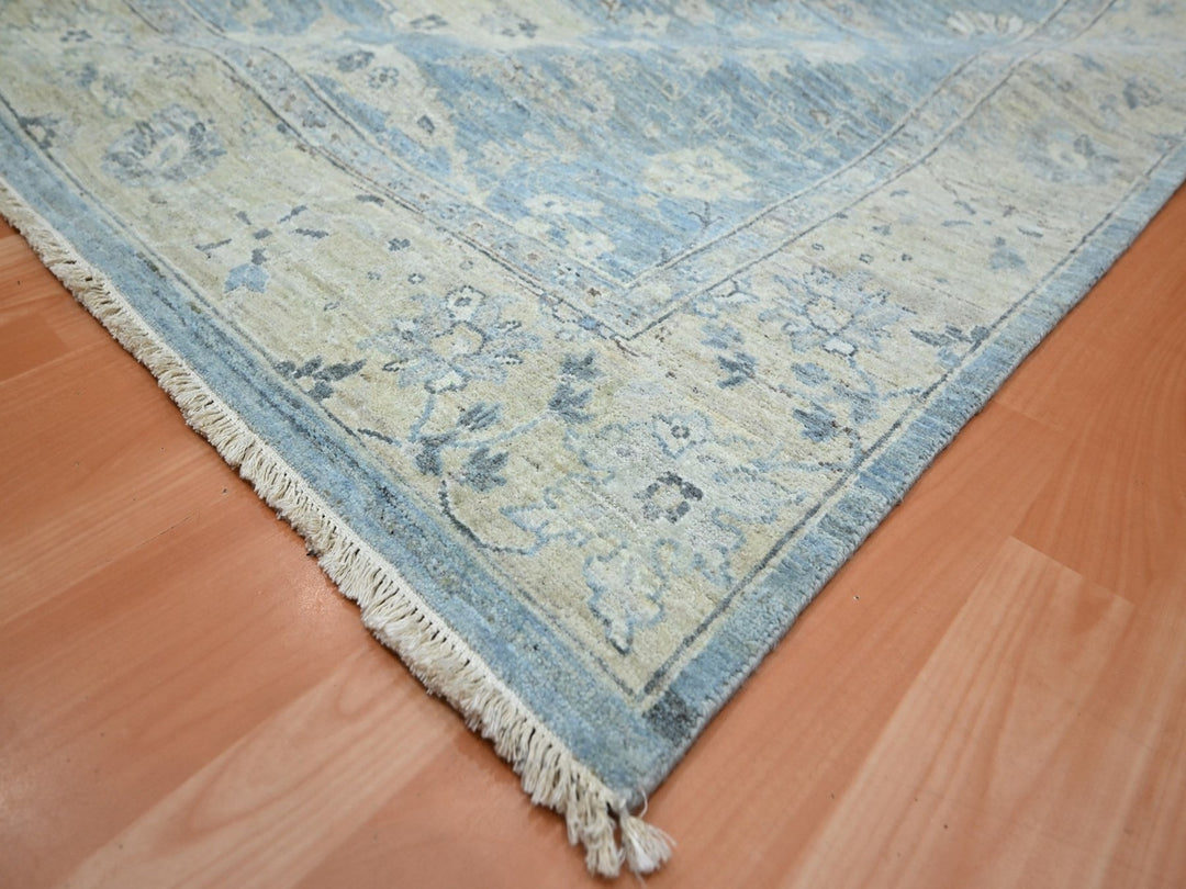 8'10" x 11'10" New Hand Knotted Blue Wool Rectangle Oriental Rug - MOA10275768