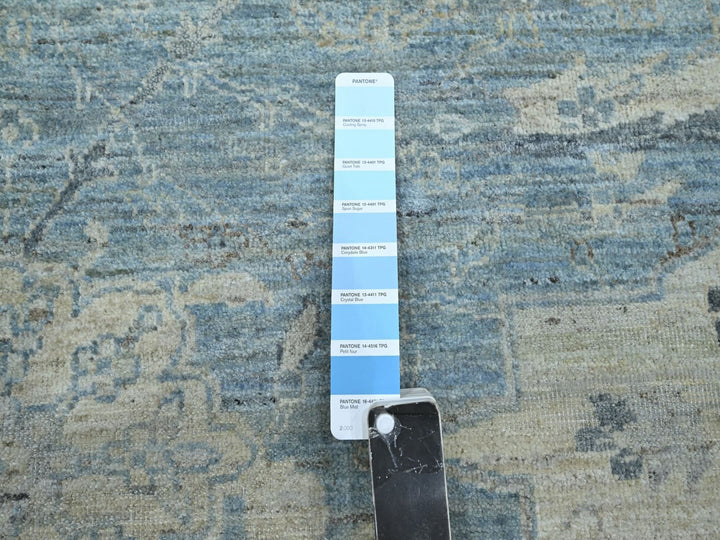 8'10" x 11'10" New Hand Knotted Blue Wool Rectangle Oriental Rug - MOA10275768