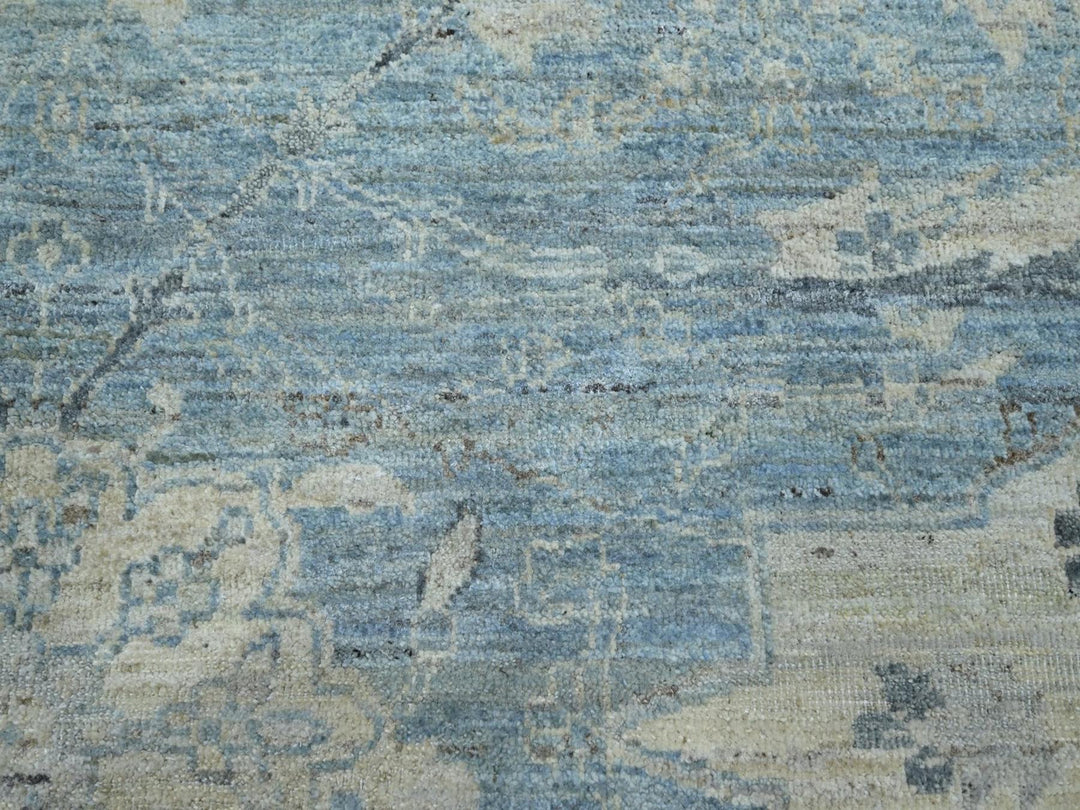 8'10" x 11'10" New Hand Knotted Blue Wool Rectangle Oriental Rug - MOA10275768