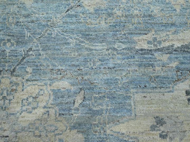 8'10" x 11'10" New Hand Knotted Blue Wool Rectangle Oriental Rug - MOA10275768