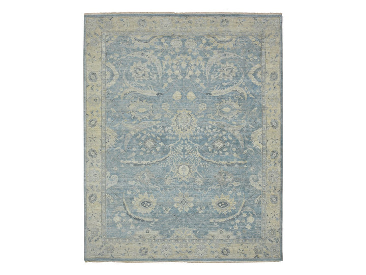 8'0" x 10'0" New Hand Knotted Blue Wool Rectangle Oriental Rug - MOA10275769