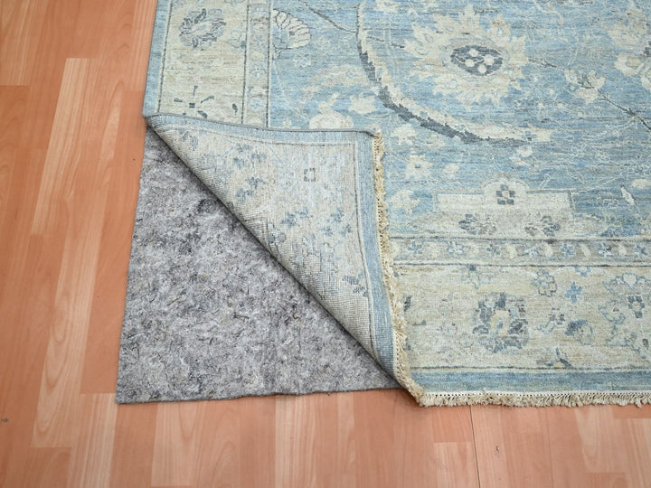 8'0" x 10'0" New Hand Knotted Blue Wool Rectangle Oriental Rug - MOA10275769