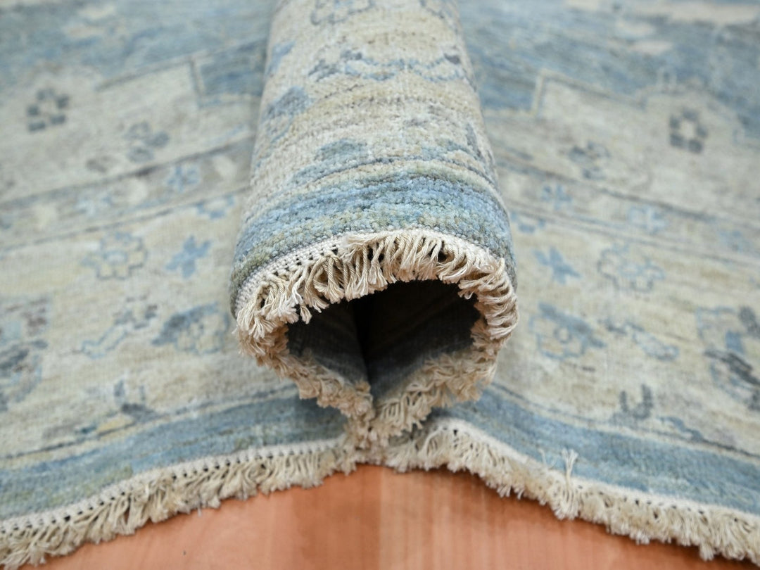 8'0" x 10'0" New Hand Knotted Blue Wool Rectangle Oriental Rug - MOA10275769