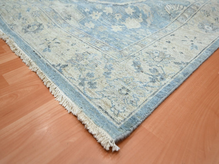 8'0" x 10'0" New Hand Knotted Blue Wool Rectangle Oriental Rug - MOA10275769