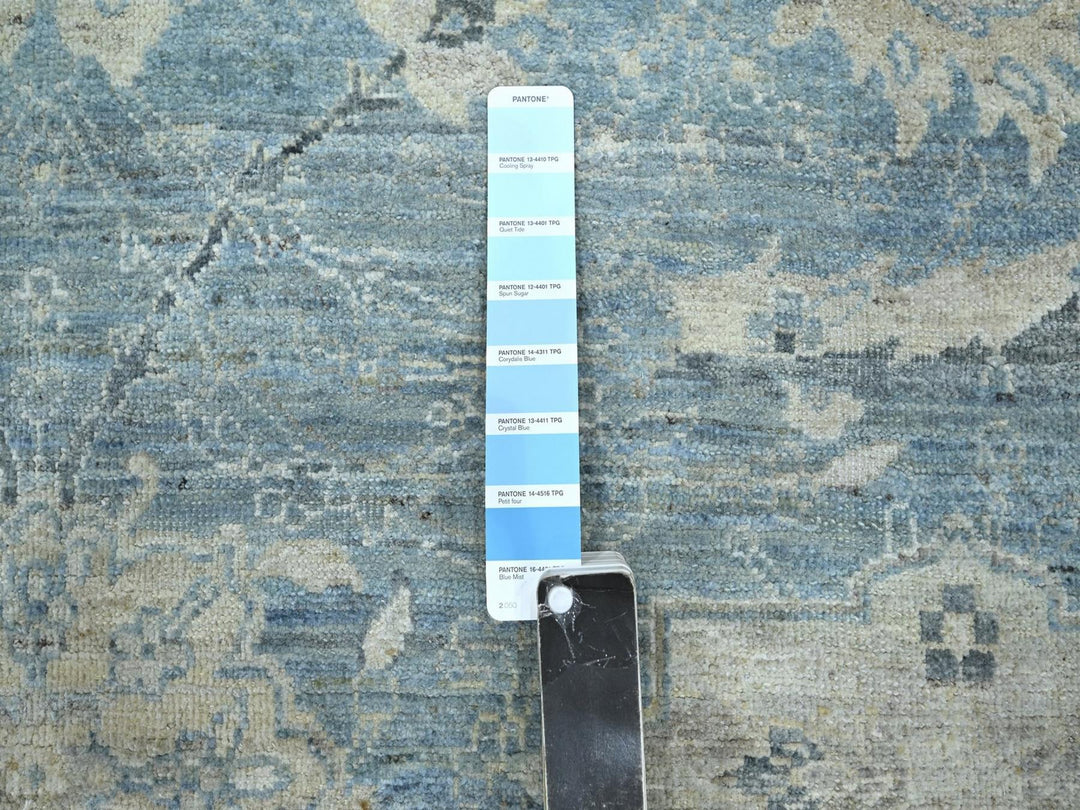 8'0" x 10'0" New Hand Knotted Blue Wool Rectangle Oriental Rug - MOA10275769