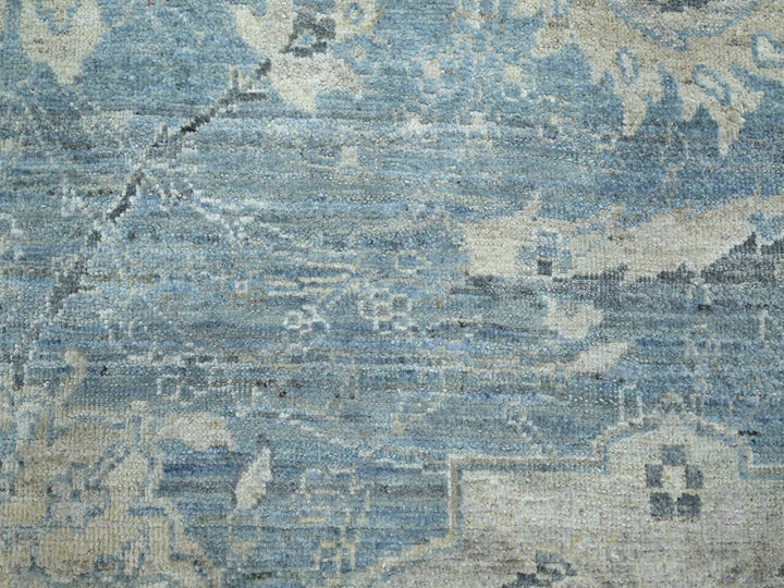 8'0" x 10'0" New Hand Knotted Blue Wool Rectangle Oriental Rug - MOA10275769