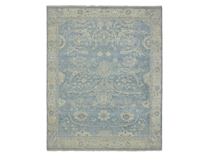 7'11" x 10'0" New Hand Knotted Blue Wool Rectangle Oriental Rug - MOA10275770