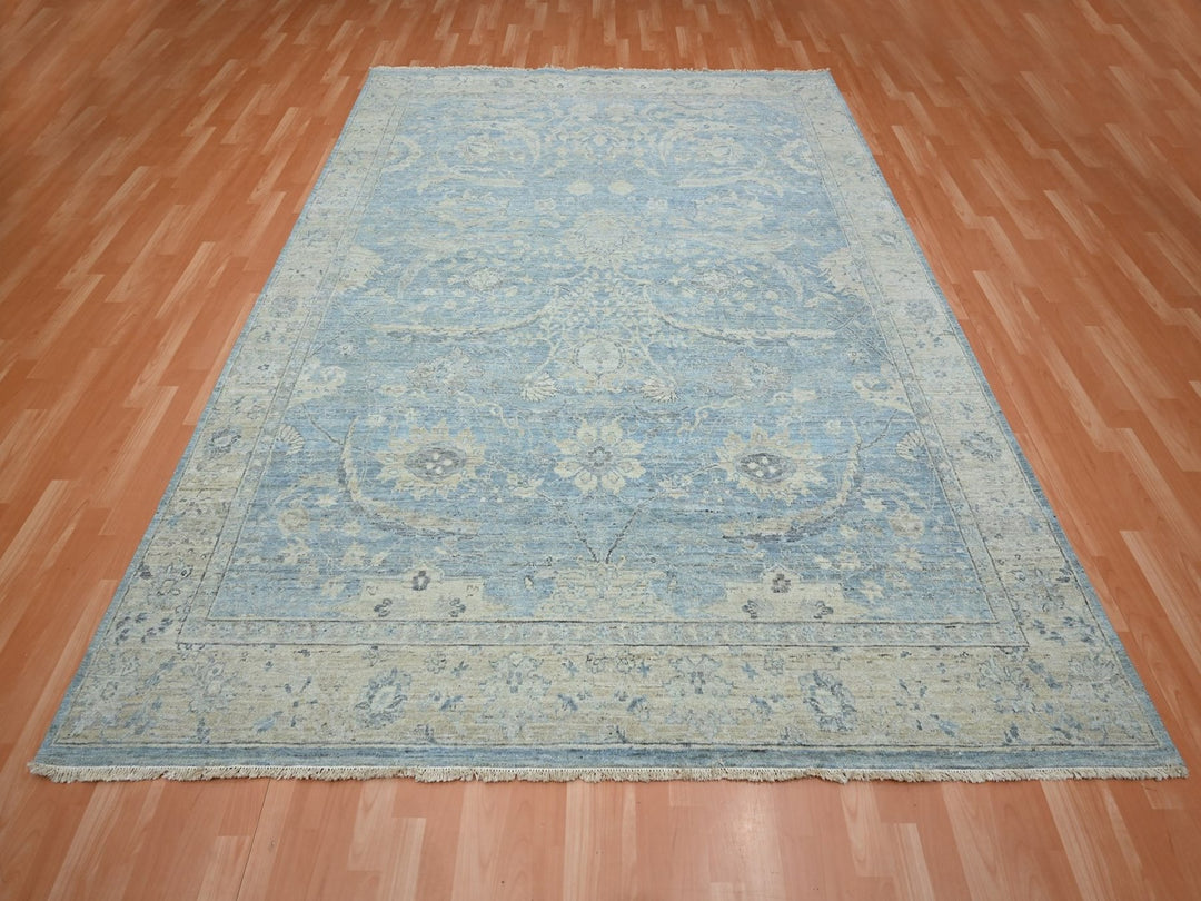 7'11" x 10'0" New Hand Knotted Blue Wool Rectangle Oriental Rug - MOA10275770