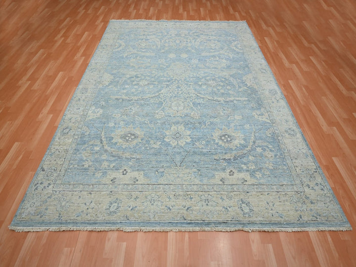 7'11" x 10'0" New Hand Knotted Blue Wool Rectangle Oriental Rug - MOA10275770