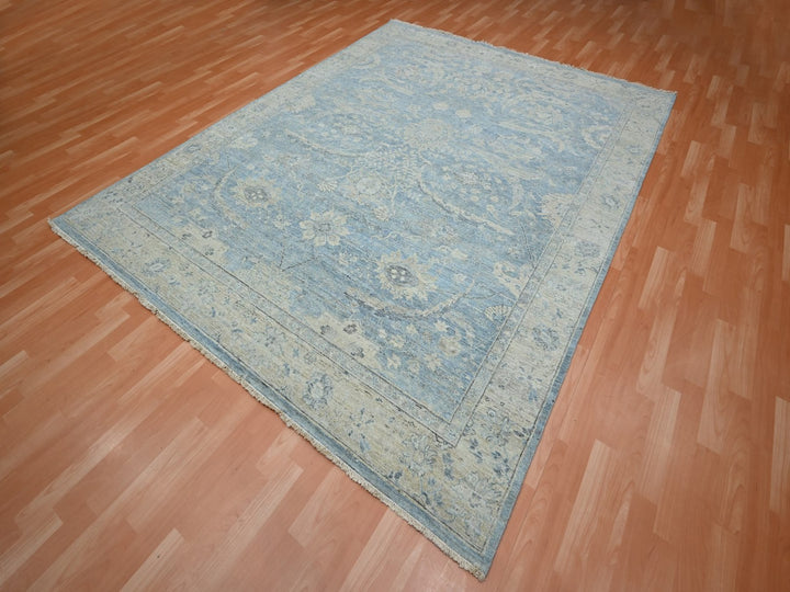 7'11" x 10'0" New Hand Knotted Blue Wool Rectangle Oriental Rug - MOA10275770