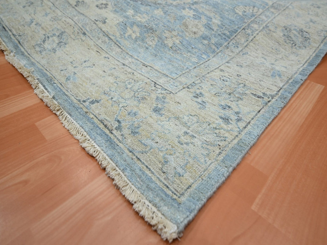 7'11" x 10'0" New Hand Knotted Blue Wool Rectangle Oriental Rug - MOA10275770