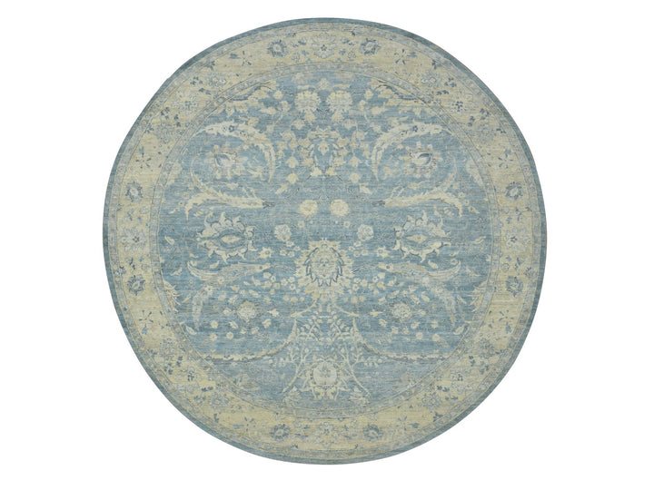 9'11" x 10'0" New Hand Knotted Blue Wool Round Oriental Rug - MOA10275771