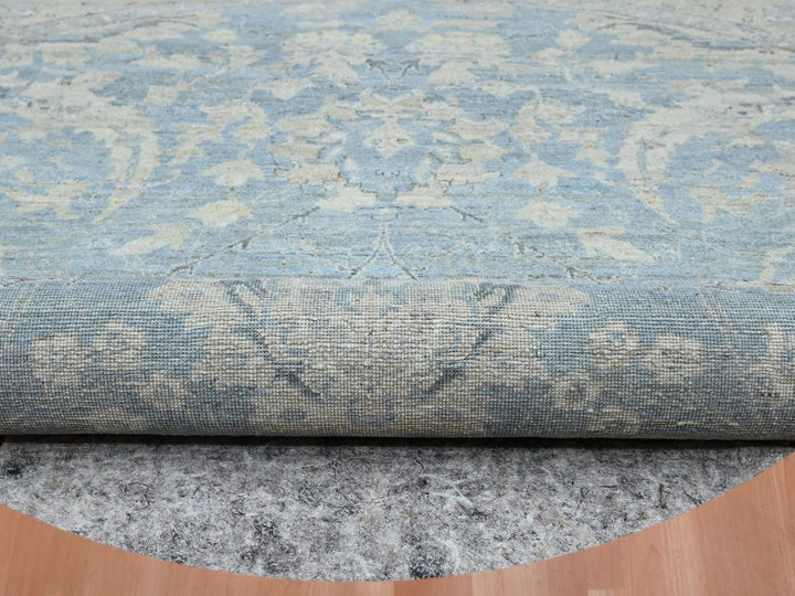 9'11" x 10'0" New Hand Knotted Blue Wool Round Oriental Rug - MOA10275771