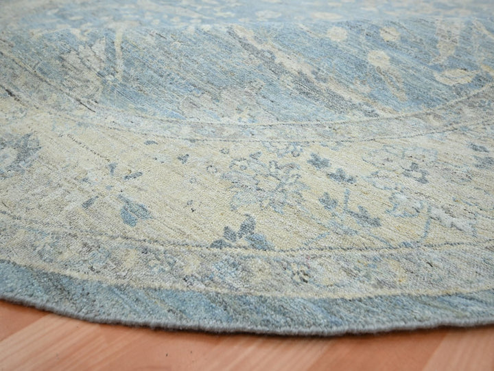 9'11" x 10'0" New Hand Knotted Blue Wool Round Oriental Rug - MOA10275771