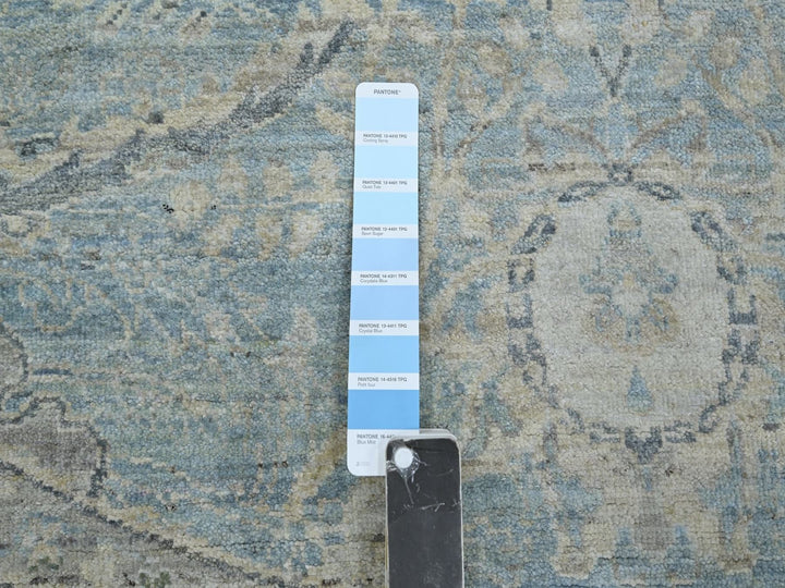 8'0" x 8'0" New Hand Knotted Blue Wool Round Oriental Rug - MOA10275772