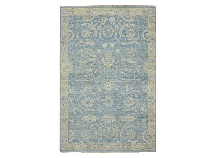 5'11" x 9'0" New Hand Knotted Blue Wool Rectangle Oriental Rug - MOA10275773