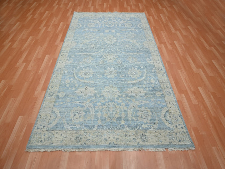 5'11" x 9'0" New Hand Knotted Blue Wool Rectangle Oriental Rug - MOA10275773