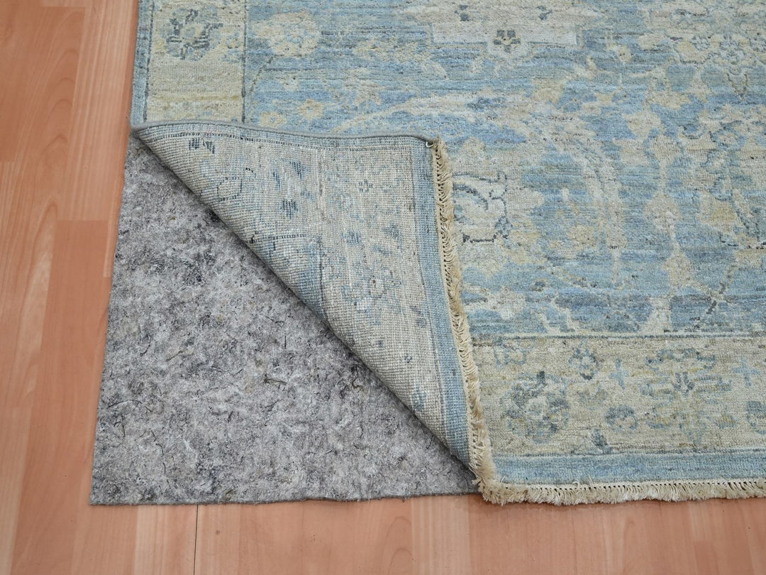 5'11" x 9'0" New Hand Knotted Blue Wool Rectangle Oriental Rug - MOA10275773