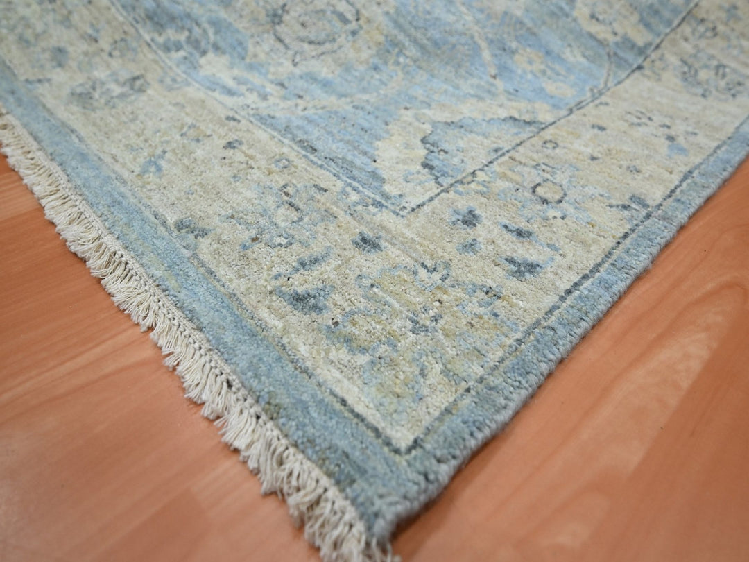 5'11" x 9'0" New Hand Knotted Blue Wool Rectangle Oriental Rug - MOA10275773