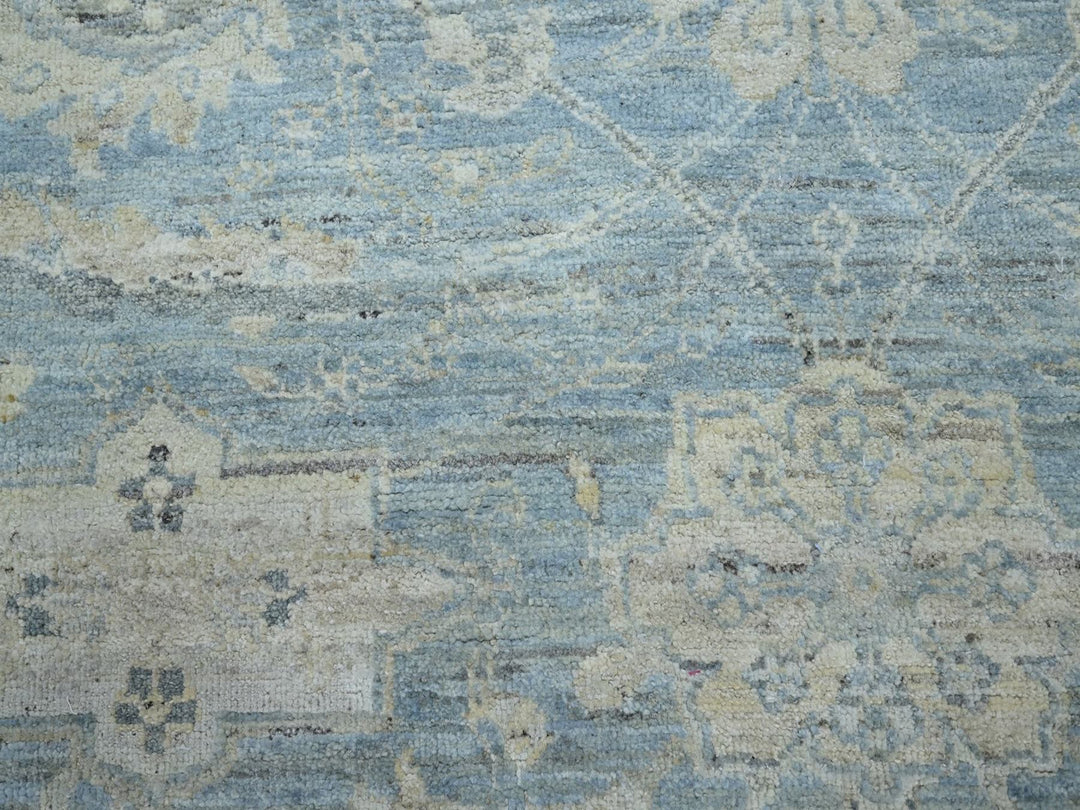 5'11" x 9'0" New Hand Knotted Blue Wool Rectangle Oriental Rug - MOA10275773