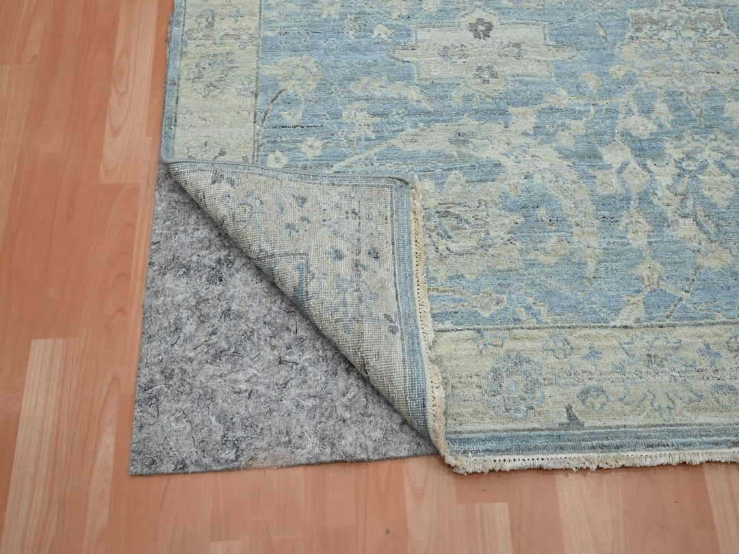 6'0" x 9'1" New Hand Knotted Blue Wool Rectangle Oriental Rug - MOA10275774
