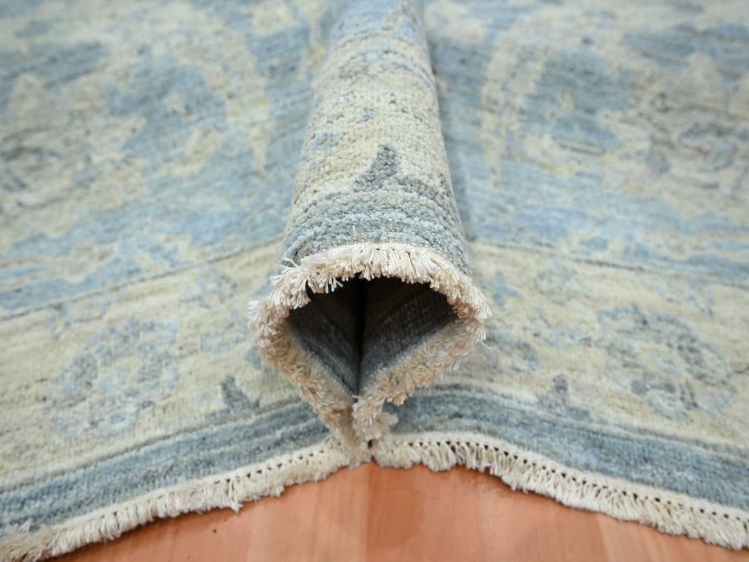 6'0" x 9'1" New Hand Knotted Blue Wool Rectangle Oriental Rug - MOA10275774