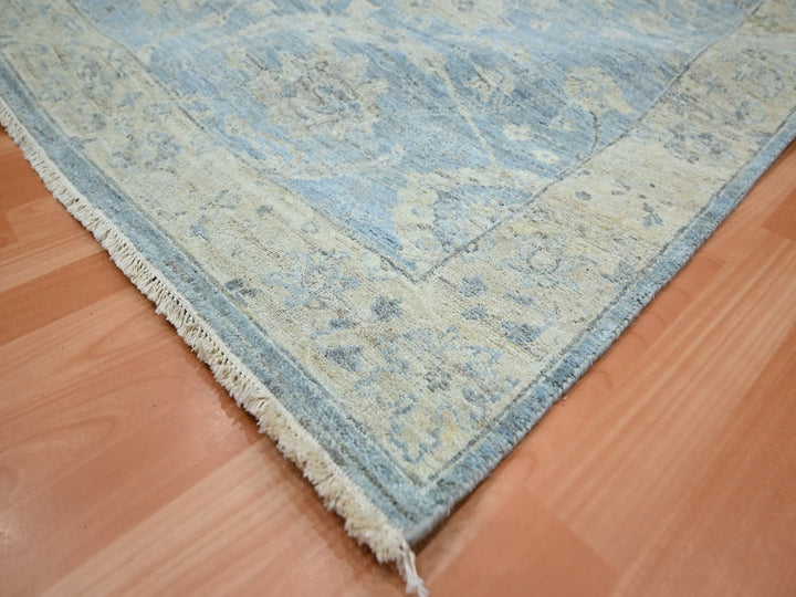 6'0" x 9'1" New Hand Knotted Blue Wool Rectangle Oriental Rug - MOA10275774