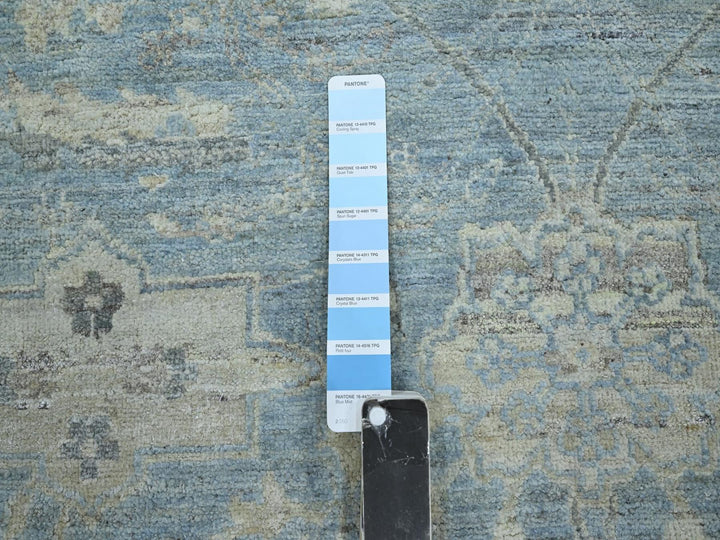 6'0" x 9'1" New Hand Knotted Blue Wool Rectangle Oriental Rug - MOA10275774