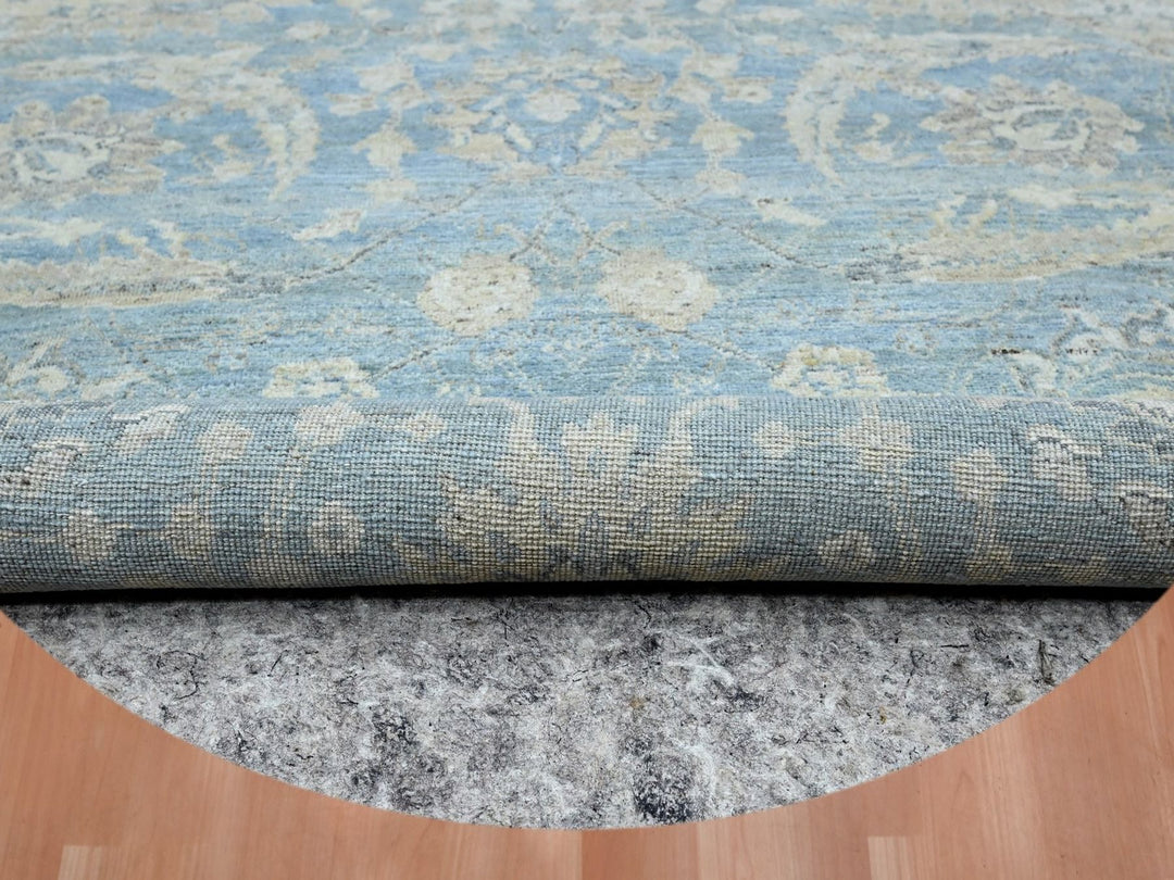 6'0" x 6'0" New Hand Knotted Blue Wool Round Oriental Rug - MOA10275775