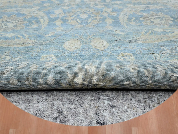 6'0" x 6'0" New Hand Knotted Blue Wool Round Oriental Rug - MOA10275775