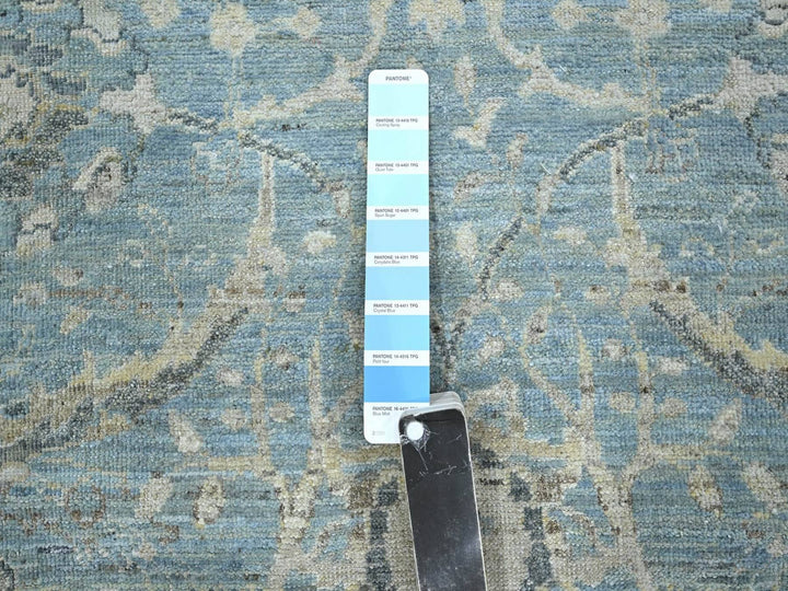 6'0" x 6'0" New Hand Knotted Blue Wool Round Oriental Rug - MOA10275775