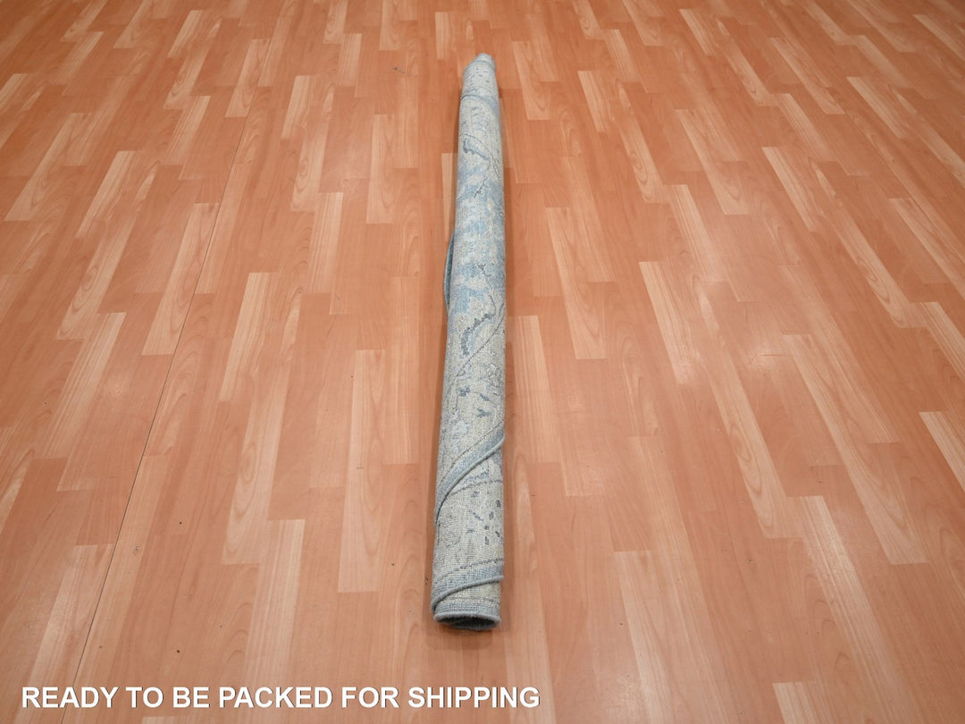 6'0" x 6'0" New Hand Knotted Blue Wool Round Oriental Rug - MOA10275775