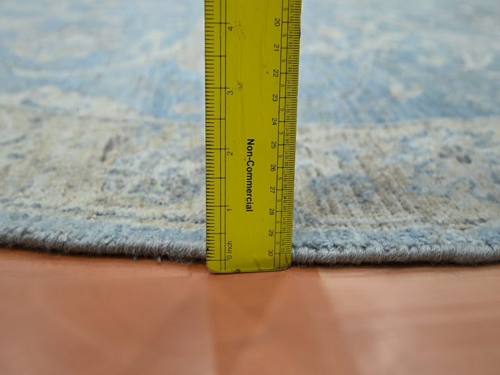 6'0" x 6'0" New Hand Knotted Blue Wool Round Oriental Rug - MOA10275775